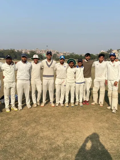 The Rajinder Nagar CC team after their convincing 7-wicket victory over Harsha Sports.