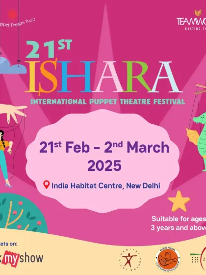 The official poster for the 21st Ishara International Puppet Theatre Festival. We manage all aspects of festival branding, from poster design to online promotion.