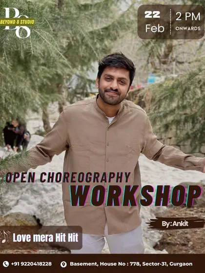We love the classics. This poster is for an open choreography workshop on the evergreen hit 'Love Mera Hit Hit', showing the variety of Bollywood eras we cover.