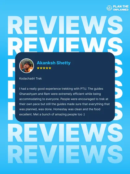 Akanksh Shetty praises our efficient and accommodating guides on the Kodachadri trek.