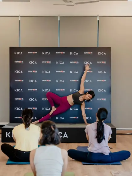 Leading a class on International Yoga Day. It was a magical celebration, and I'm filled with gratitude for everyone who came to share their energy.