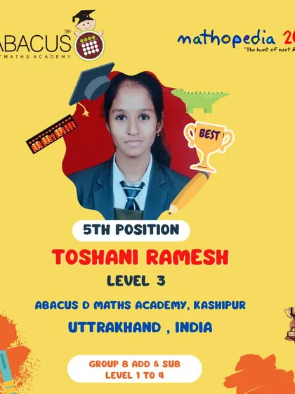 Toshani Ramesh from Kashipur, Uttrakhand, securing 5th Position.