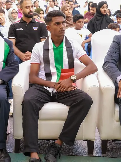 Dignitaries and players at the Youth Football Orientation hosted by H16 Sports in the UAE. It was an amazing experience to be part of this launch.