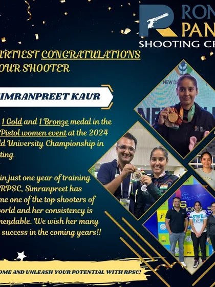In just one year of training with us, Simranpreet Kaur won Gold and Bronze in the 25m Pistol event at the World University Championship. This rapid development is a testament to our effective, cutting-edge coaching methods.