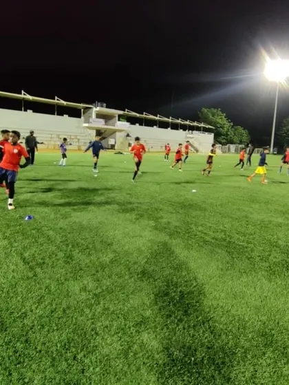 Young players participating in agility and coordination drills as part of their physical development.