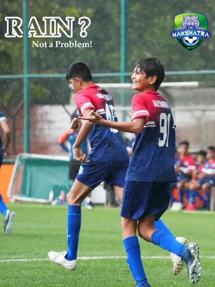 Rain or shine, the game goes on. Our players' passion for football can't be dampened, showcasing the resilient and joyful spirit we cultivate at Nakshatra Academy.