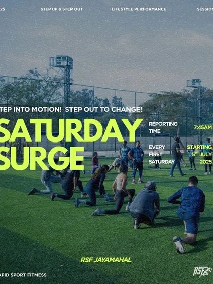 Announcing our "Saturday Surge" monthly outdoor workout. This is your chance to reset, build athletic foundations, and train with intent alongside the RSF community.