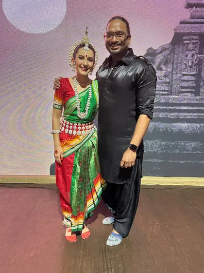 With the talented artist after her successful Odissi Manch Pravesh. Directing a classical debut is a collaborative process, and I am always so proud to see the artist shine on stage.