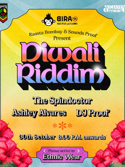 The official poster for our "Diwali Riddim" party. We asked everyone to come in ethnic wear to really embrace the festive spirit.