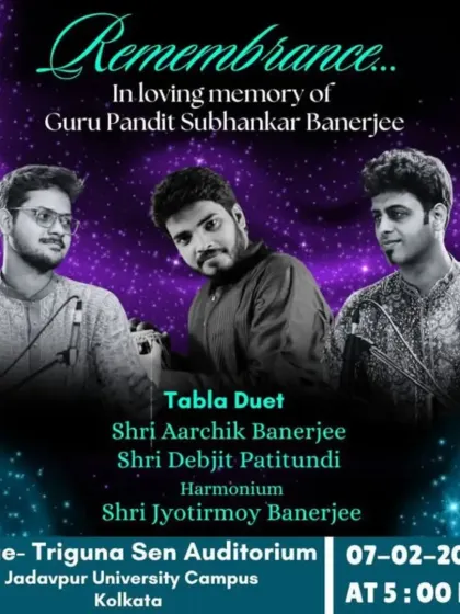 A poster for a special remembrance concert, where my gurubhai Aarchik Banerjee and I paid tribute to our dear Guruji, the legendary Tabla Maestro Pandit Subhankar Banerjee ji.