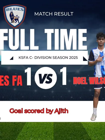 The result of our intense KSFA C-Division match against Noel Wilson FC, ending in a 1-1 draw with a goal from Ajith.