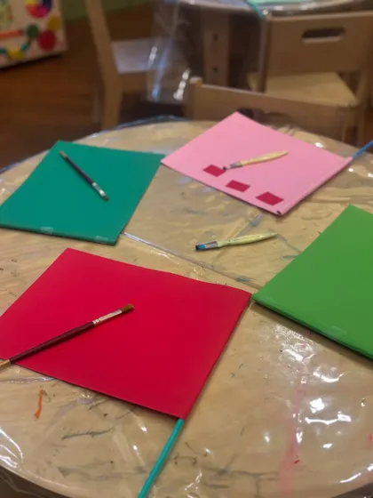 The setup for our workshop at Little Nest Montessori. We believe that when kids create, they don't just make art, they build themselves.