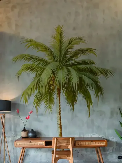 A single Bohemian Palm Tree wall sticker makes a bold and artistic statement in this workspace. The design is perfect for inspiring creativity and bringing a touch of nature indoors.
