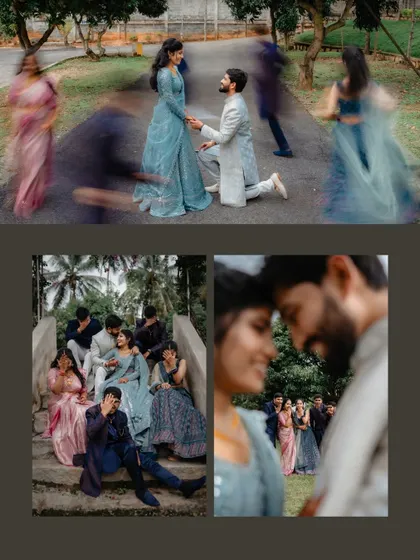 A fun, dynamic collage from an engagement shoot with friends. We love capturing the energy and joy of the entire group celebrating the couple.