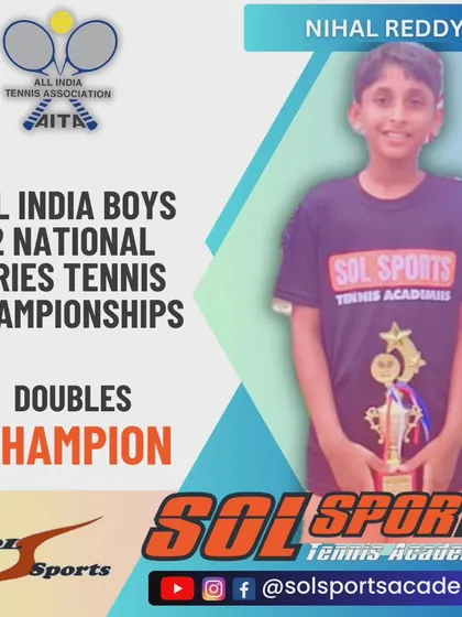 Congratulations to our rising star Nihal Reddy on winning the Boys U12 Doubles Title at the AITA All India National Series Tennis Tournament. A well deserved victory.