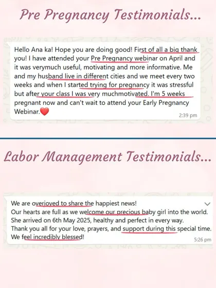 This student, whose husband lives in a different city, felt motivated after my class and is now 5 weeks pregnant. Long distance doesn't have to be a barrier.