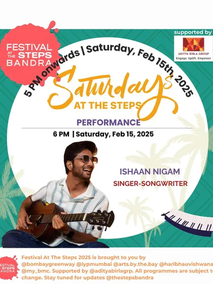 An announcement for my performance at the "Saturdays at the Steps" festival in Bandra. It was a pleasure to be part of this wonderful community arts event.