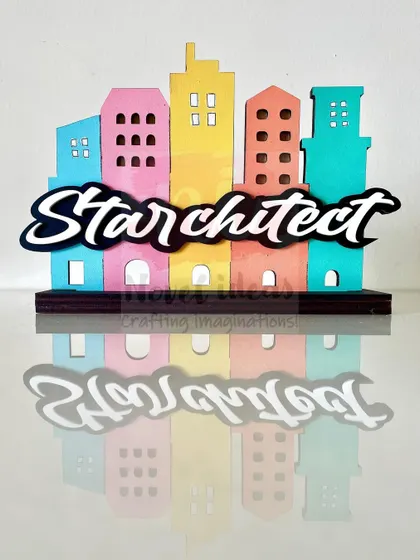 I designed this unique 'Starchitect' standee for a student beginning her architecture program. It's a perfect motivational piece for a future star architect's desk.