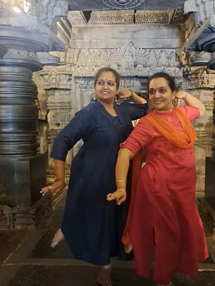 Sharing a dance pose with a dear friend inside the temple. Art connects us across time and space.