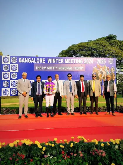 The presentation ceremony for The P.V. Shetty Memorial Trophy.