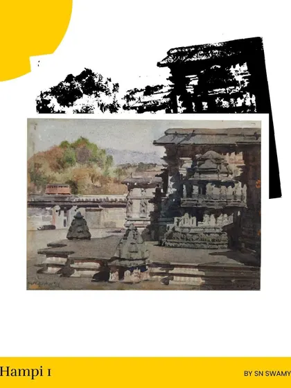 'Hampi I' by SN Swamy, another beautiful watercolor that adds a new dimension to our journey through South India's artistic legacy.