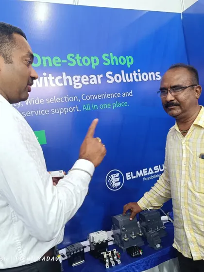 A one-on-one product demonstration at my IMEX Hubli 2025 booth.