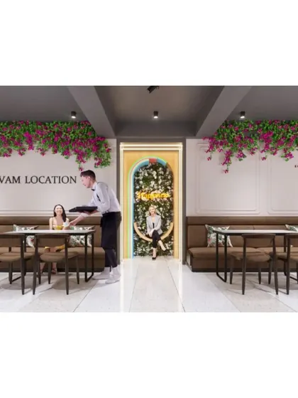 A fun and interactive photo spot designed within the cafe, encouraging social media engagement.