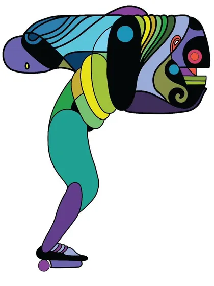 Another character from the 'God Like Creatures' series, a dynamic figure that blends animal and human forms.