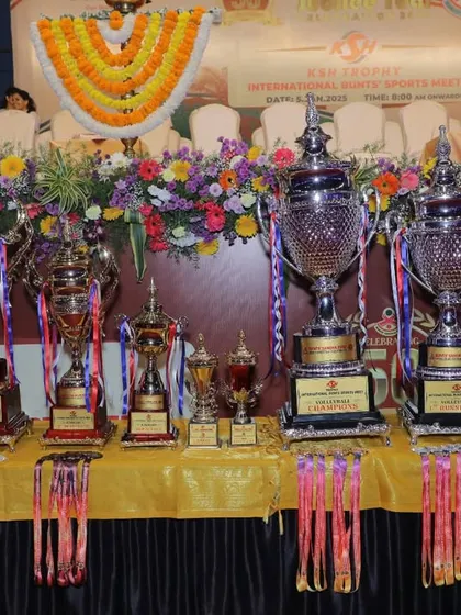 The spoils of victory. A table full of trophies at the Bunts International tournament.