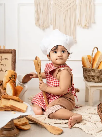 Introducing the little baker. I love creating these playful and imaginative themes that bring out your baby's personality.