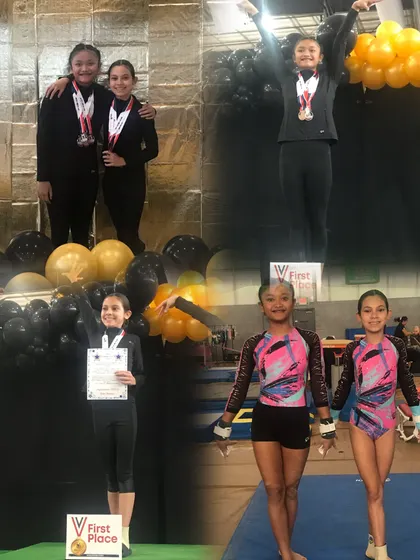 A collage celebrating the first-place victories and regional qualifications of our Gold team.