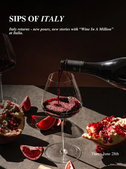 'Sips of Italy' returns with new pours and new stories. This image captures the elegance of a wine tasting event at Italia.