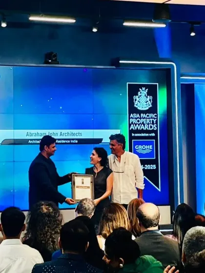 On stage receiving the Asia Pacific Property Award. We are pumped and excited to be recognized on such a prestigious international platform.