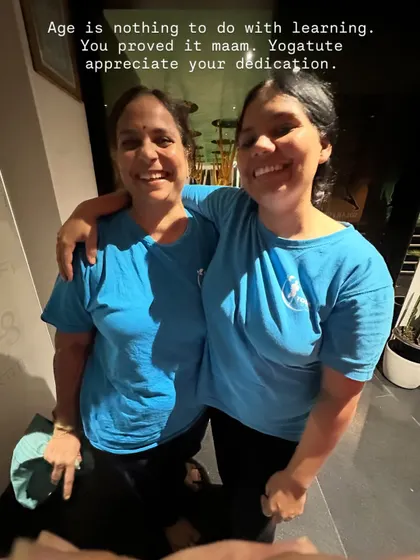 A personal moment with Jayashree Ma'am. Her dedication during the Yoga Therapy course was truly inspiring and a testament to the fact that age is no barrier to learning.