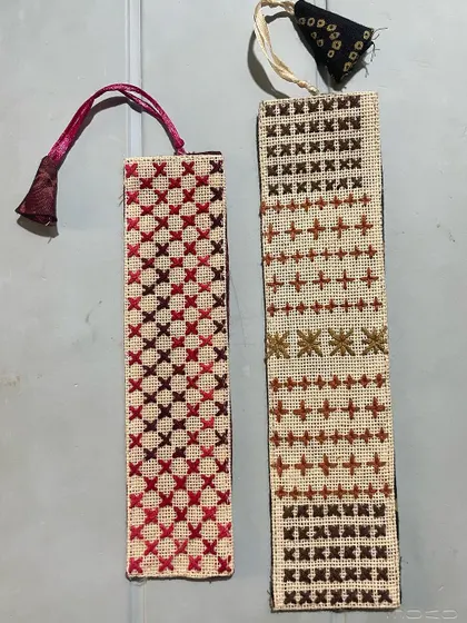 Two of the finished bookmarks made by my grandchildren. They were so proud of their work, and it fills my heart to pass this passion on to the next generation.