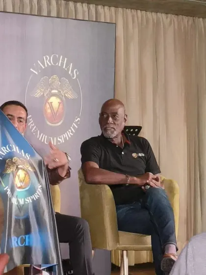 A glimpse of the stage and the guest of honor, Sir Vivian Richards, at the Varchas Whiskey launch. It was an honor to perform at an event with such a legendary personality.