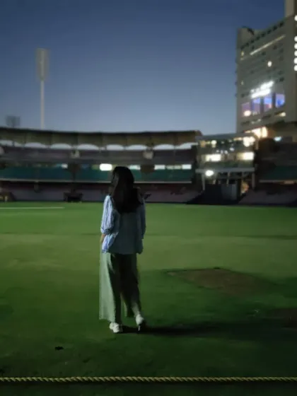 A quiet moment on set at the stadium during the shoot for Hardik Pandya's clothing brand. Choreographing in unique locations like this is part of what we do to bring a brand's vision to life.