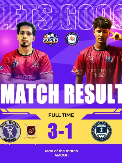 A great result for the team. We secured a 3-1 victory against the Mumbai Mariners in the MFA Super Division, with Amogh earning Man of the Match.