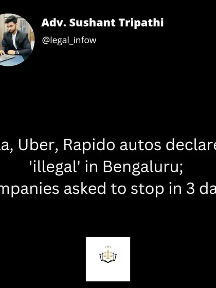 The transport authority in Bengaluru declared app-based auto services from Ola, Uber, and Rapido as 'illegal' for overcharging customers. This was in response to complaints that companies were charging a minimum of ₹100 for short trips.