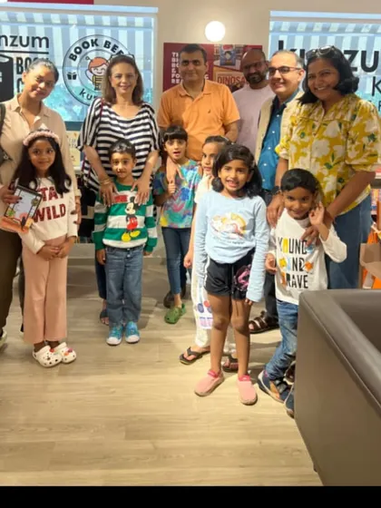 A happy group of kids and parents after a fun-filled session. We love seeing our community of readers grow with every event.