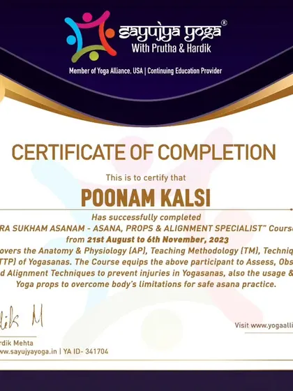 Another successful graduate of our 'Sthira Sukham Asanam' course. We wish them the best in sharing the functional approach and making asanas more accessible.