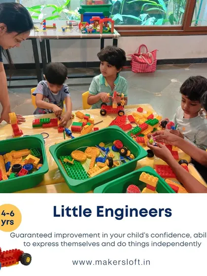 My Little Engineers program is designed for kids aged 4 to 6. Here, instructors guide them through a building activity, ensuring they get the support they need while encouraging independence.
