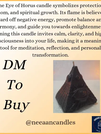 The Eye of Horus candle symbolizes protection and spiritual growth. Burning it invites calm and clarity, making it a meaningful tool for meditation and personal transformation.