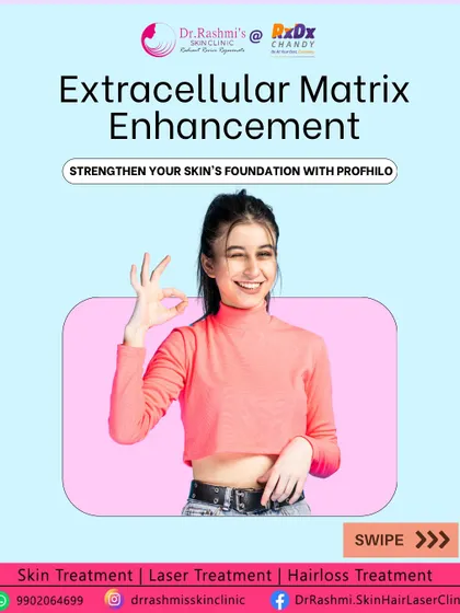 This graphic introduces the concept of Extracellular Matrix Enhancement with Profhilo. By strengthening your skin's foundational structure, this treatment helps ensure your complexion remains robust, resilient, and youthful.