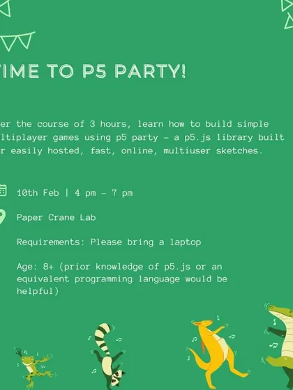 Our p5.party workshop is designed for anyone with a basic knowledge of programming. Join us to learn how to create fast, online, multiuser games and sketches.