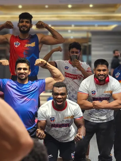 A fun but telling moment with the team. Building strong, powerful athletes also involves building strong team camaraderie.