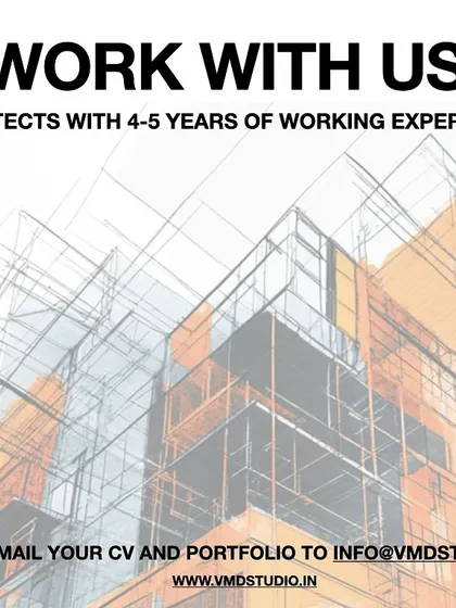 VMD Studio in Bangalore is looking for architects with 4-5 years of working experience, particularly those with a background in luxury residences or hospitality.