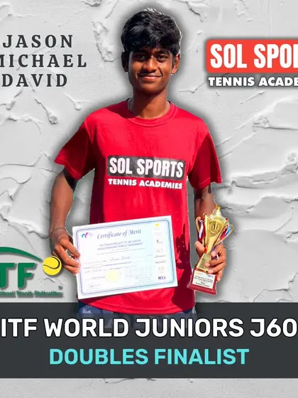 Huge congratulations to our trainee Jason Michael David for reaching the doubles final at the ITF World Juniors J60 tennis tournament. An incredible performance on the court.