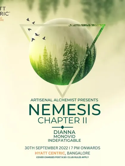 The poster for "Nemesis Chapter II" at Hyatt Centric, a night focused on afro and house music.