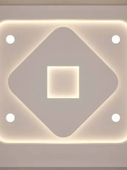 Simplicity at its best. This design uses a central square-in-square motif with soft, diffused backlighting, creating a calm and minimalist ambiance.